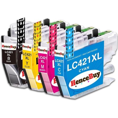 Lc421 Lc421Xl Cartouches D'Encre Compatible Pour Brother Lc421 Xl Pour Imprimante Brother Dcp-J1050Dw Dcp-J1140Dw Mfc-J1010Dw (Noir, Cyan, Magenta, Jaune, 4-Pack)