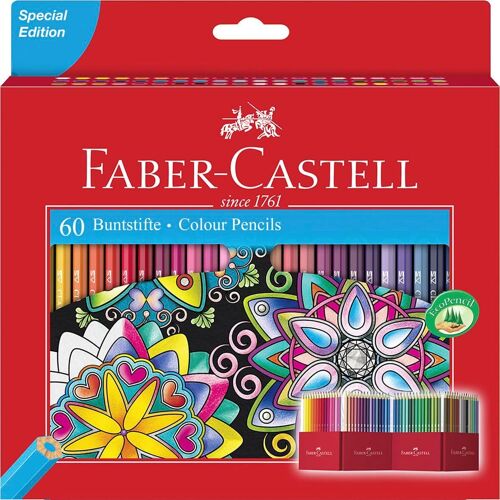 JEXNOVASHOP-10008546 Lot de 60 Crayons Couleur Château Accordéon 3,8 mm Multicolore