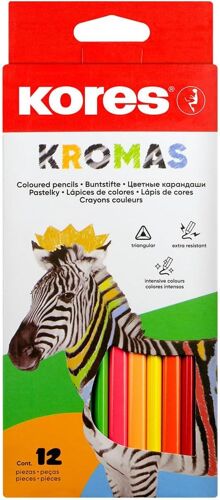 Kromas : 12 Crayons De Couleur Pour Enfants, Débutants Et Adultes, À Mine Tendre Et Forme Triangulaire, Fournitures Scolaires, Paquet De 12 Couleurs Assorties