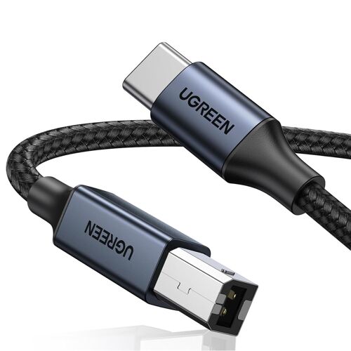 KALANKA-Câble Scanner Imprimante Thunderbolt 3 Type C vers USB B Nylon Tressé Noir Compatible avec MacBook Pro Air iPad iMac Chromebook Pixel XPS 17 15 (1M)