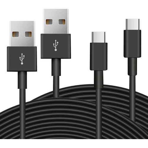 KALANKA-Lot de 2 câbles USB C de 5 m de long, durables USB A vers USB C, câble de charge et de synchronisation de données, câble d'extension d'alimentation pour toutes les caméras de sécurité compati
