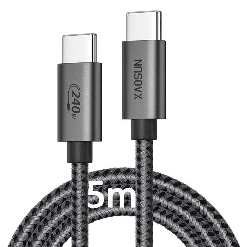 ERSAN-Câble USB C vers USB C 5 m PD3.1 240 W 48 V 5 A, câble de charge rapide de type C pour iPhone MacBook Air/Pro, iPad Pro, Samsung Galaxy, Steam Deck, Switch