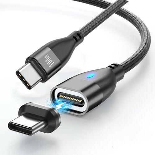 JGD-Câble magnétique USB-C (1 m en forme de I), charge PD 100 W et transfert de données 480 Mbps, compatible MacBook Pro/Air, iPad Pro