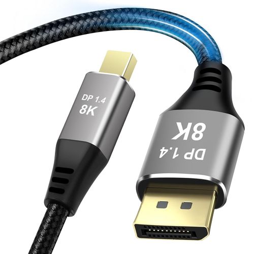 ERYI-Câble Displayport, 2M 8K 1.4 Câble Mini Displayport Vers Hdmi Supporte 4K@144Hz/165Hz, 2K@240Hz, 8K@60Hz, Compatible Avec Moniteur De Jeu, Carte Graphique, Tv, Pc, Ordinateur Portable
