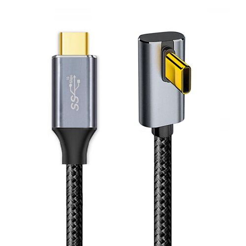 KAL-10 Gbps 100W Données Réversibles Type-C Usb-C Mâle À Mâle Usb3.1 Cable Bas Profil Incliné 90 Degrés Pour Le Téléphone Portable 100 Cm