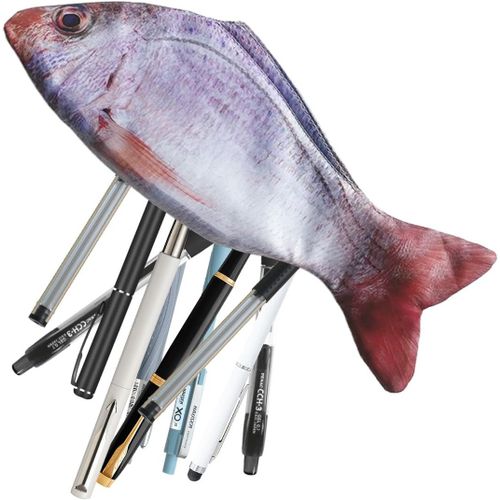 ERYI-1 Pièce Étui À Crayons En Forme De Poisson Sac De Stylo De Poisson Nouveauté Étui À Crayons Poisson Drôle Avec Doublure En Mousse Épaisse Rembourrée Et Cadeaux Stylos De Poisson Mignon - Rouge