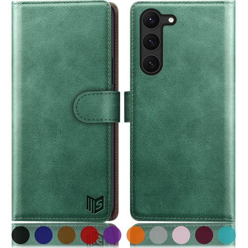 Case For Samsung Galaxy S23+/S23 Plus [Rfid Blocking] [Magnetic Protection] Card Slots Premium Pu Leather Case Cover For Samsung S23+ Wallet Case Light Green