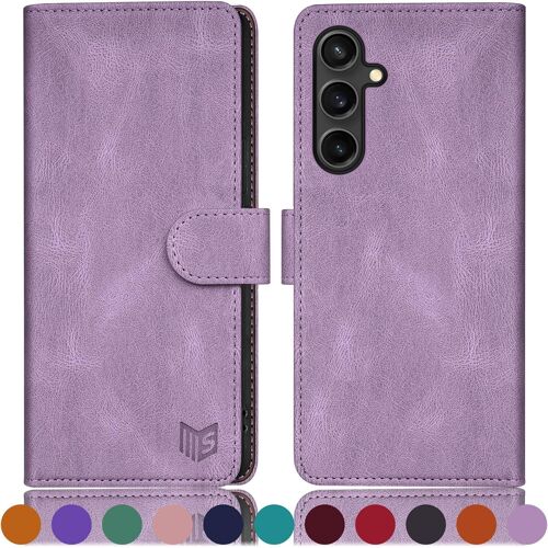 KAL-Etui Coque Pour Samsung Galaxy S23 Fe [Rfid Blocage] [Magnétique Protection] Fentes Pour Cartes Protection Etui Housse Premium En Cuir Pu Pour Samsung S23 Fe Etui Portefeuille Lilas Violet