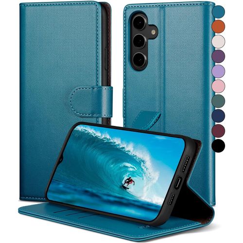 Case For Samsung Galaxy A25 5g [Card Slots] [Rfid Blocking] Samsung Galaxy A25 5g Case With 1 Tempered Glass Card Slots Pu Leather Case, Samsung A25 Case, Bright Blue