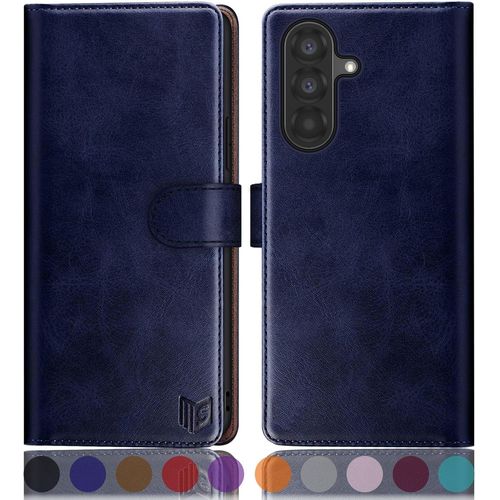 Kal-Etui Coque Pour Samsung Galaxy A36 Pouces [Magnétique Protection] [Rfid Blocage] Fentes Pour Cartes Protection Etui Housse Premium En Cuir Pu Pour Samsung A36 Portefeuille Bleu