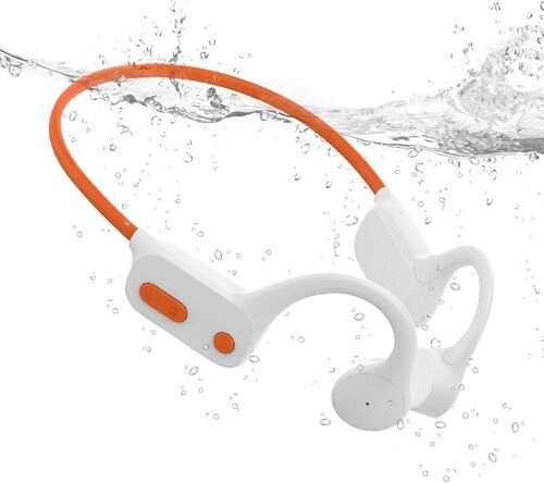 Casque Conduction Osseuse Bluetooth 5.4, Ecouteur Waterproof Natation, Mémoire Mp3 32G Intégrée, Lecteur Mp3 Étanche Ipx8, Écouteur Natation Pour Course À Pied, Natation, Cyclisme (Blanc)