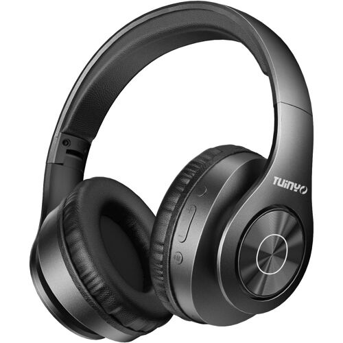 Casque Bluetooth sans Fil, Casque sans Fil stéréo, Temps de Lecture 35H, Basses Graves, Cache-Oreilles protéiques à mémoire Douce, Mode de câble de Microphone intégré PC/Mobile/TV-Noir ¿