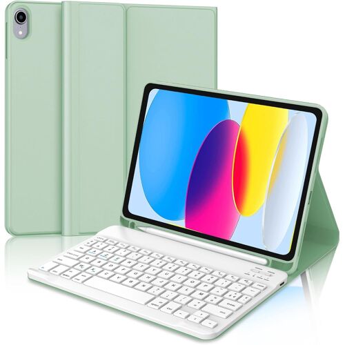 Clavier iPad 10eme Generation 10.9""/11eme Generation A16 2025 11 Pouces, AZERTY Français Bluetooth Clavier Détachable pour iPad 11/10 ème Génération A16 11 Pouces, Vert Clair