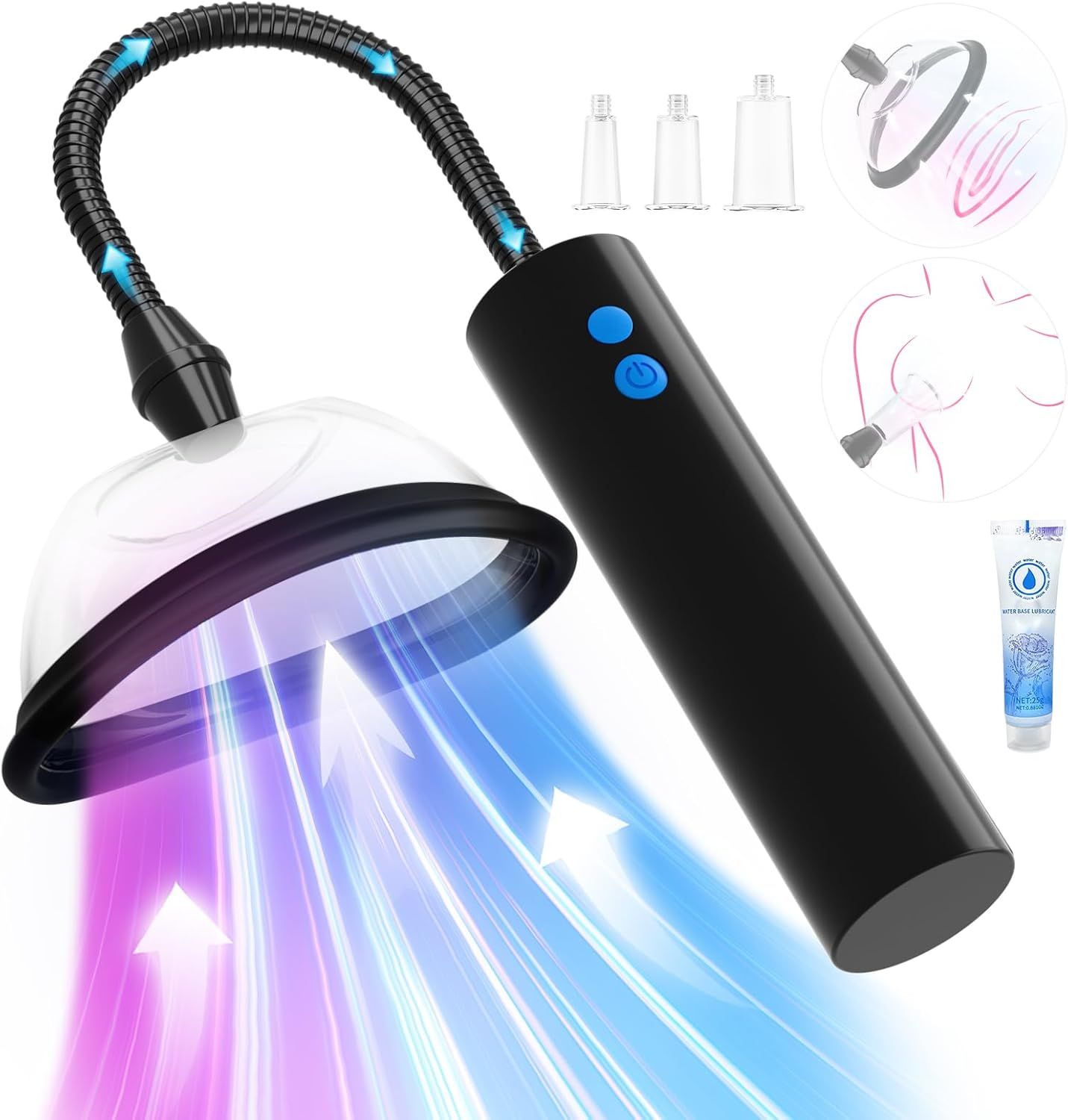 Clitoris Vacuum Pump, Electric Suction Clitoris Suckers, Clitoris Stimulator With 2 Strong Suction Cups, Sex Toy Toys With 3 Powerful Modes, For More Female Pleasure Including 5 Cups