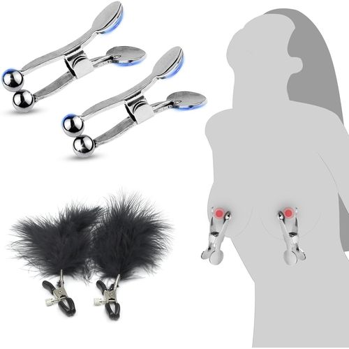Pinces À Tétons Réglables En Métal Sex Toýs Femme, Pince Teton Sexuelle Ensemble De Bondage Sm Fétiche Jouet Sexuel Accessoire Pour Femmes