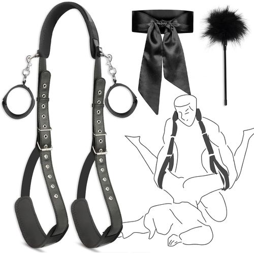 Bdsm Adjustable Thigh Bandage Set And Neck Support Soft For Women Extreme Bondage Handcuffs Sex Toys Bondage Blindfold For Sexual Restraints Sex Toy For Couples