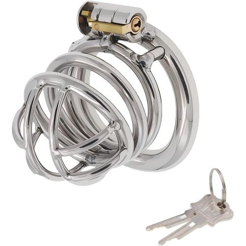 Cage À Pénis Jouets Sexuels Pour L'exercice Du Pénis Masculin Chastity Cage Masculine En Métal Avec Serrure Invisible Et 2 Clés Cage De Chasteté Pour La Contention Masculine (Large,45mm)