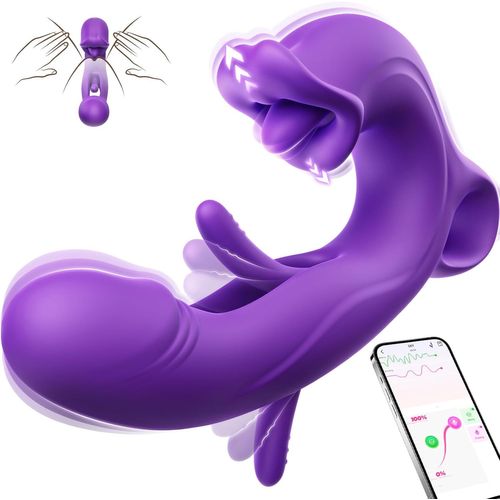 Vibromasseurs Sex Toy¿S Femme, 3 In 1 Gode Vibro-Masseur Sextoy Vibromasseur, Femme Clitoridien Puissant Avec 7 Modes De Battement Et De Léchage App Vibromasseurs Feminin À Distance, Vibro Sex Toys