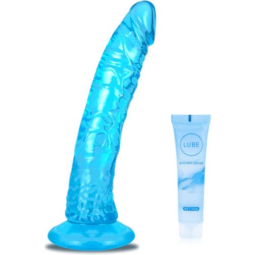 Gode Réaliste Godemichet Bleu Pénis Silicone Gelée,Godemiché Plug Anal Avec Ventouse Forte,Masturbateur De Point G Portable Sex Toys Jouet Sexuel Pour Femmes Hommes (Bleu/M)