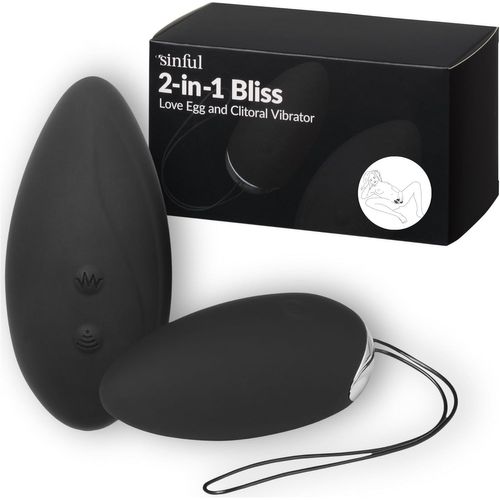 2-In-1 Vibrating Egg And Clitoral Vibrator ¿ Women's Wireless Vibrating Egg ¿ Feminin Remote Vibrators ¿ Silicone Remote Control Vibrators ¿ 45 Min Use Time ¿ Black