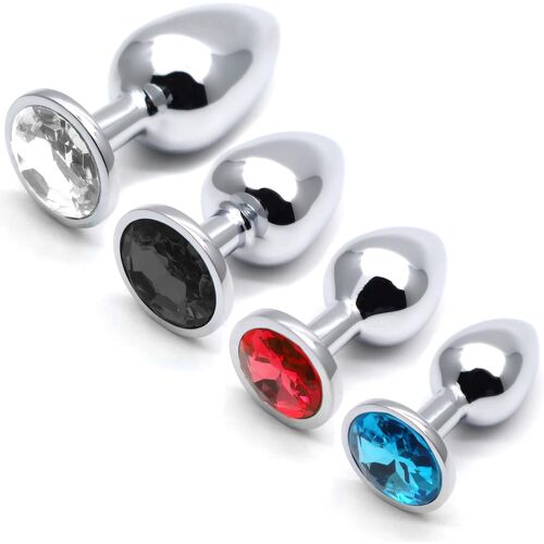 4 Pieces Butt Plug Set Super Large To Small Butt Plug Silver Metal Sex Toy Suitable For Beginners For Women Men Couples (4 Colors)