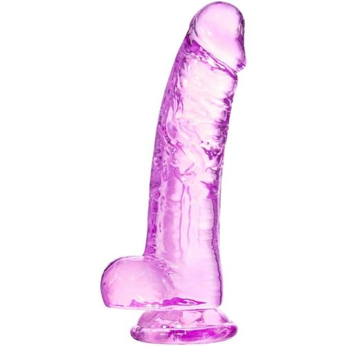 Jgd-Gode ¿¿Ventouse Rose, Gode Réaliste De 21 Cm, Petit Jouet Sexuel Adulte Débutant Pour Femme/Homme/Gay, Avec Tige Incurvée Et Testicules, Adapté Au Vagin, Au Point G Et À L'anus
