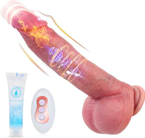Jgd-Godemichets Vibromasseurs Femme Sex Toys - 22cm Gode Réaliste Vibromasseur Pousseur Et Vibrant Avec 6 Modes De Vibration Et 3 Modes De Poussée Et De Chauffage, Gode Avec Ventouse & Anal Dildo