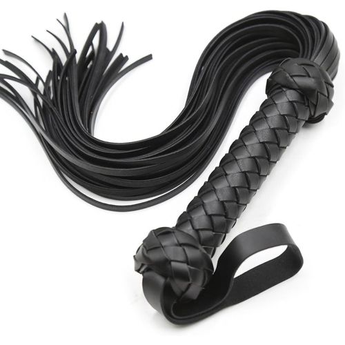 Kalanka-Fouet Sexy Érotique Cuir Artificiel 49cm Poignée Confortable 16cm Accessoires Bdsm Jouet Sexualité Couple Cravache Sexy Érotique Martinet Pour Adulte Noir Jouet Sexuel Esthétiquement Fait Fop