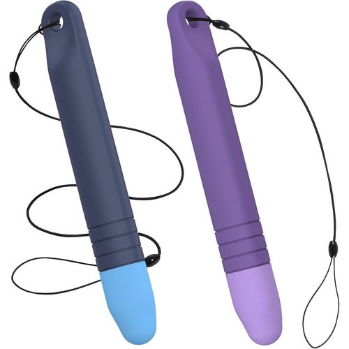 2pcs Stylet Pour Enfant En Silicone Avec Attaches Anti-Roulement,Compatible Avec Téléphones,Tablettes,Android,Iphone,Ipad,Kindle Fire-Bleu & Violet