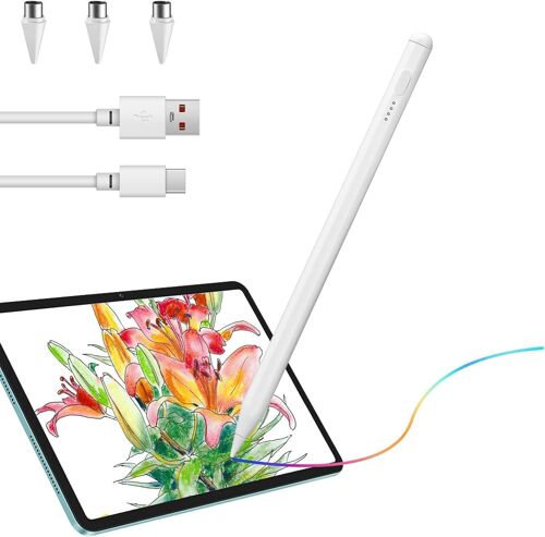 Stylus Pen for iPad Tablet, Universal Touch Screen Stylus for iPad 2018-2023, Compatible with iPad Pro/Air/Mini/iPhone/Huawei, Includes 3 Replacement Fine Tips, Smooth Writing Experience