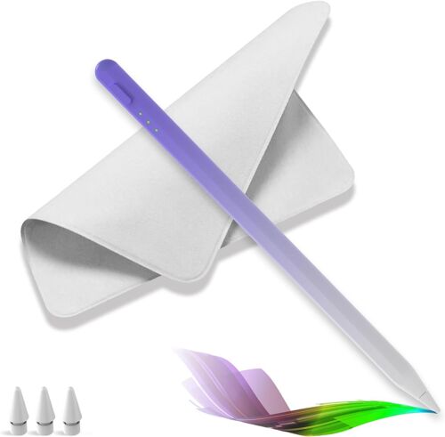 Stylus for iPad 2018-2025, Quick Charge 14 Minutes for Pencil Stylus, Rejection Palm Tilt Sensitivity, Pen for iPad 11/10/9/8/7/6, Pro 12.9""/11""/13""M4,Mini 6/5,Air 5/4/3/11""-13"" M2/M3 (Purple) )