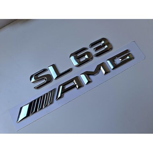 Sl63 Amg Argent / Chrome Lettre Numéro De Coffre Arrière Badge Emblème Classe Sl Mercedes