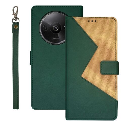 Coque En Cuir Bicolore Pour Xiaomi Redmi A3 4g, Vert