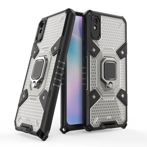 Coque Shockproof Pc+Tpu Avec Support Anneau Pour Xiaomi Redmi 9a, Gris
