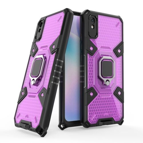 Coque Shockproof Pc+Tpu Avec Support Anneau Pour Xiaomi Redmi 9a, Violet