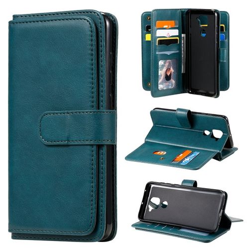 Étui En Cuir Horizontal Pour Xiaomi Redmi Note 9 Avec 10 Emplacements Pour Cartes Et Fonction Portefeuille, Vert Foncé