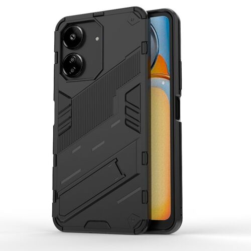 Coque Punk Armor 2 En 1 Pour Xiaomi Redmi 13c 5g / 4g Avec Support, Noir
