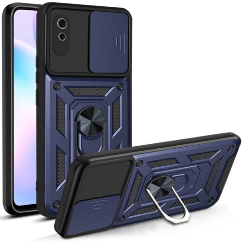 Coque De Protection Tpu+Pc Pour Xiaomi Redmi 9a Avec Design De Couverture De Caméra Coulissante, Bleu