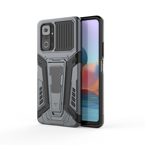 Coque De Protection Armor Chariot Pour Xiaomi Redmi Note 10 Pro Avec Support Invisible, Gris