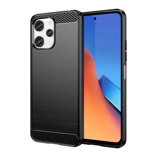 Coque Tpu Texturée En Fibre De Carbone Pour Xiaomi Redmi 12, Noir