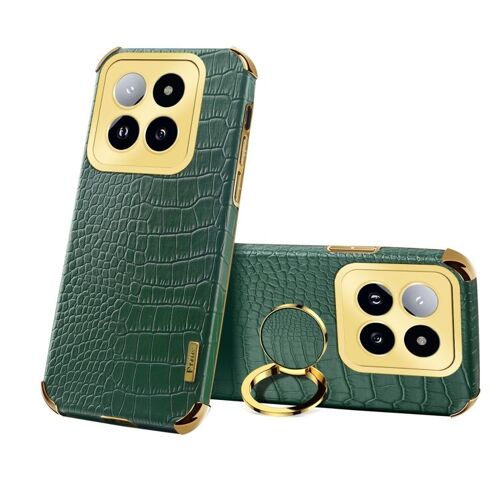 Coque En Cuir Crocodile Électroplating Pour Xiaomi 14 Pro Avec Support, Vert