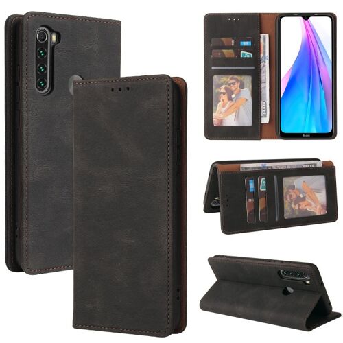 Étui En Cuir À Rabat Horizontal Pour Xiaomi Redmi Note 8t Avec Support Et Emplacement Pour Cartes, Noir