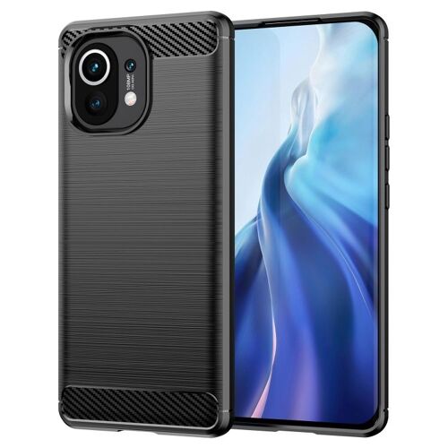 Coque Tpu En Fibre De Carbone Texturée Pour Xiaomi Mi 11, Noir