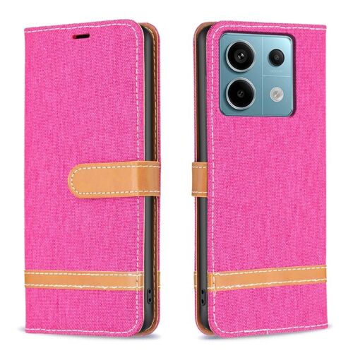 Coque En Cuir Denim Coloré Pour Xiaomi Redmi Note 13 Pro 5g, Rose Rouge