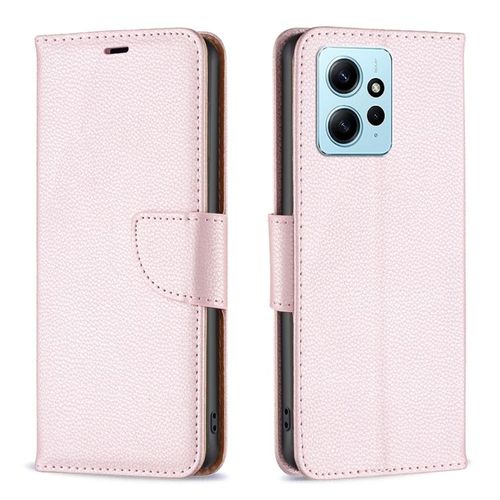 Coque En Cuir Litchi Pour Xiaomi Redmi Note 12 4g, Or Rose
