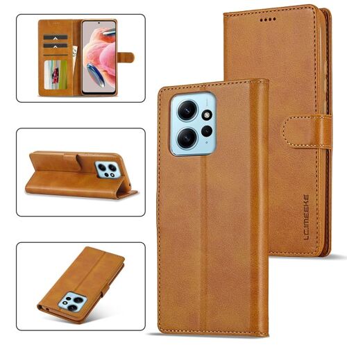 Coque En Cuir Texture Veau Pour Xiaomi Redmi Note 12 4g, Brun
