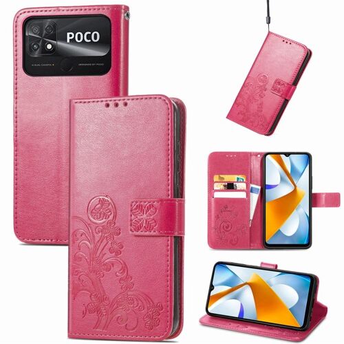 Coque En Cuir Avec Boucle Embossée Pour Xiaomi Poco C40, Magenta