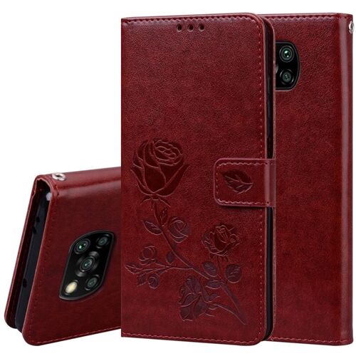 Étui En Cuir Pu Rose Pour Xiaomi Poco X3 Nfc Avec Support Et Emplacements Pour Cartes, Brun