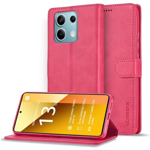 Étui En Cuir Texture Veau Pour Xiaomi Redmi Note 13 Pro 5g, Rouge