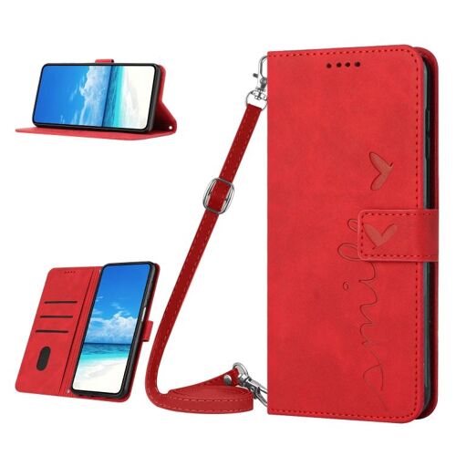 Coque En Cuir Embossé Pour Xiaomi 13 Avec Lanière, Rouge
